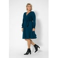 thumbnail image 3 of Leota Women's Long Sleeve Blouson Perfect Wrap Dress (Curve) Blue Size 2X, 3 of 3