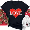thumbnail image 2 of Valentine's Day Shirts for Womens Cute Love Heart Graphic T-Shirt Short Sleeve Crewneck Tops Tees, 2 of 5