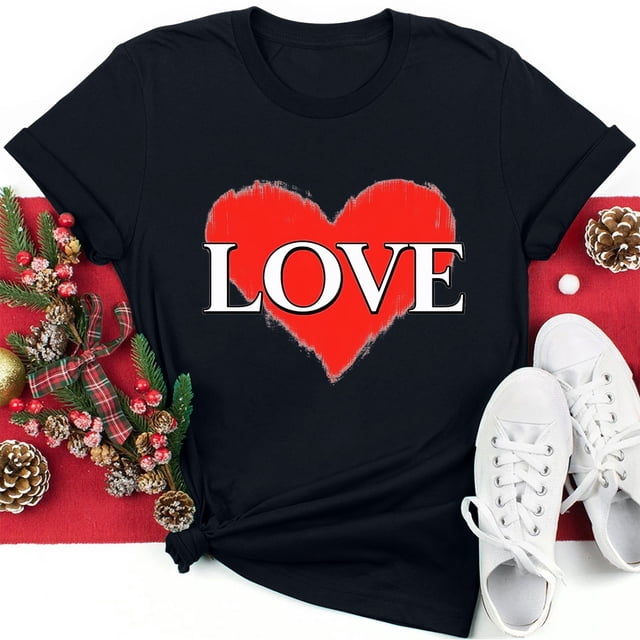 Amzcrzy Hauts pour Femmes Hauts d'Été pour Femmes T-shirt Imprimé pour Amoureuse des Femmes Col Rond Manches Courtes Hauts T-Shirts pour Femmes Manches Courtes Hauts pour Femme Sortie Hauts pour Femmes Tendance