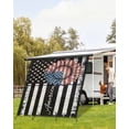 thumbnail image 4 of 4th of July RV Awning Sun Shade Screen 9'X7' Black American Flag Mesh Sunscreen Patriotic Stars Sunflower Awning Shade Screen with Zipper UV Blocker Completed Kits for RV Motorhome Camper, 4 of 7