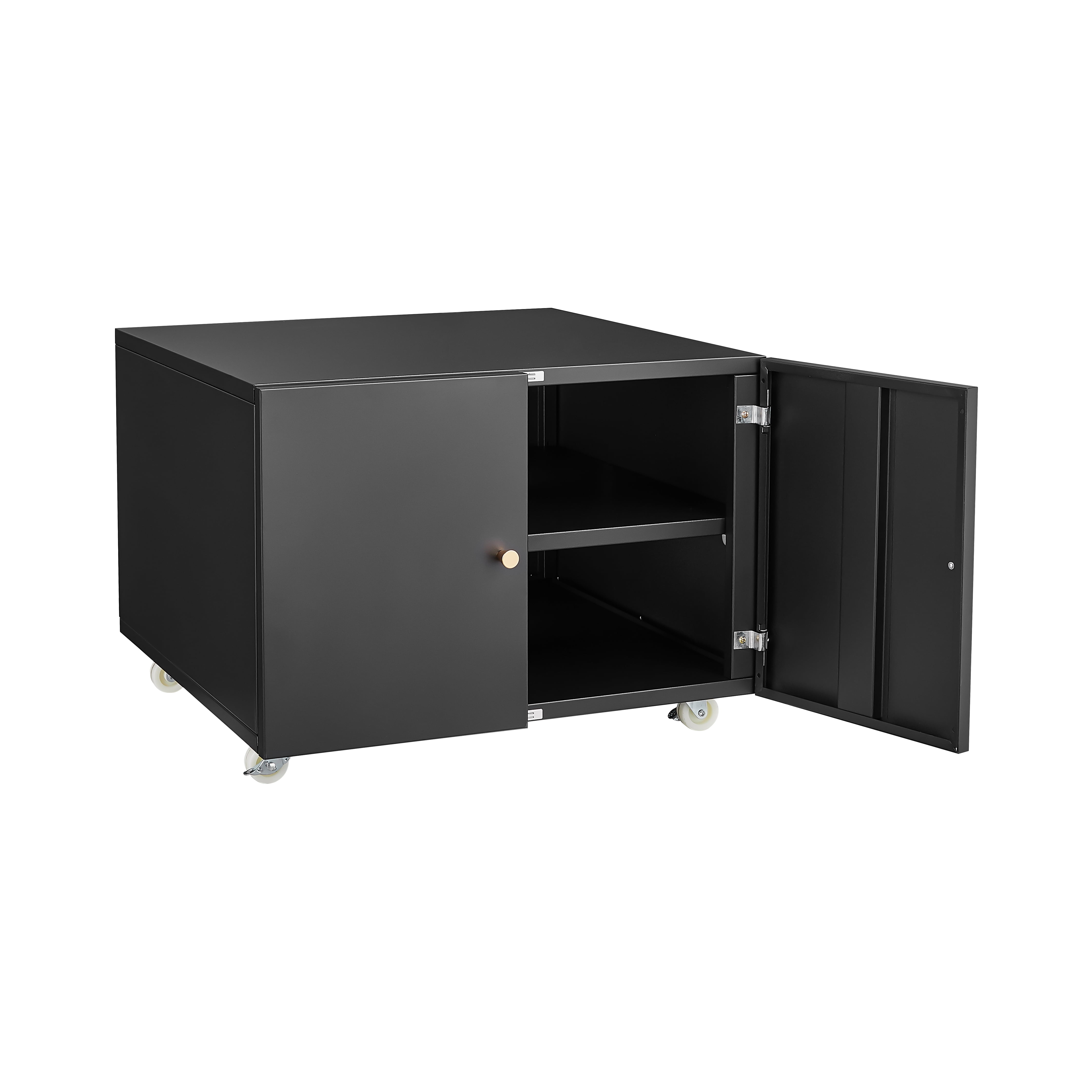 Double-Door Printer Cabinet with 360° Lockable Casters, Adjustable Shelves, Waterproof Storage Cabinet for Office, Home, Garage