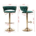 thumbnail image 7 of Bar Stool Chair Set of 2,Height Adjustable Swivel Accent Chair with Footrest,Counter Height Armchair with Weave Back,Upholstered Tufted Bar Chair with Gold Base for Living Room Dining Room Cafe,Green, 7 of 7