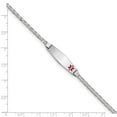 thumbnail image 3 of Real 14kt White Gold Medical Soft Diamond Shape Red Enamel Anchor Link ID Chain Bracelet; for Adults and Teens; for Women and Men, 3 of 3