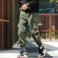 thumbnail image 3 of Men's Cargo Pants Casual Hip Hop Hit Color Multiple Pockets Trousers Streetwear Ribbons Techwear Sweatpants Boys, 3 of 5