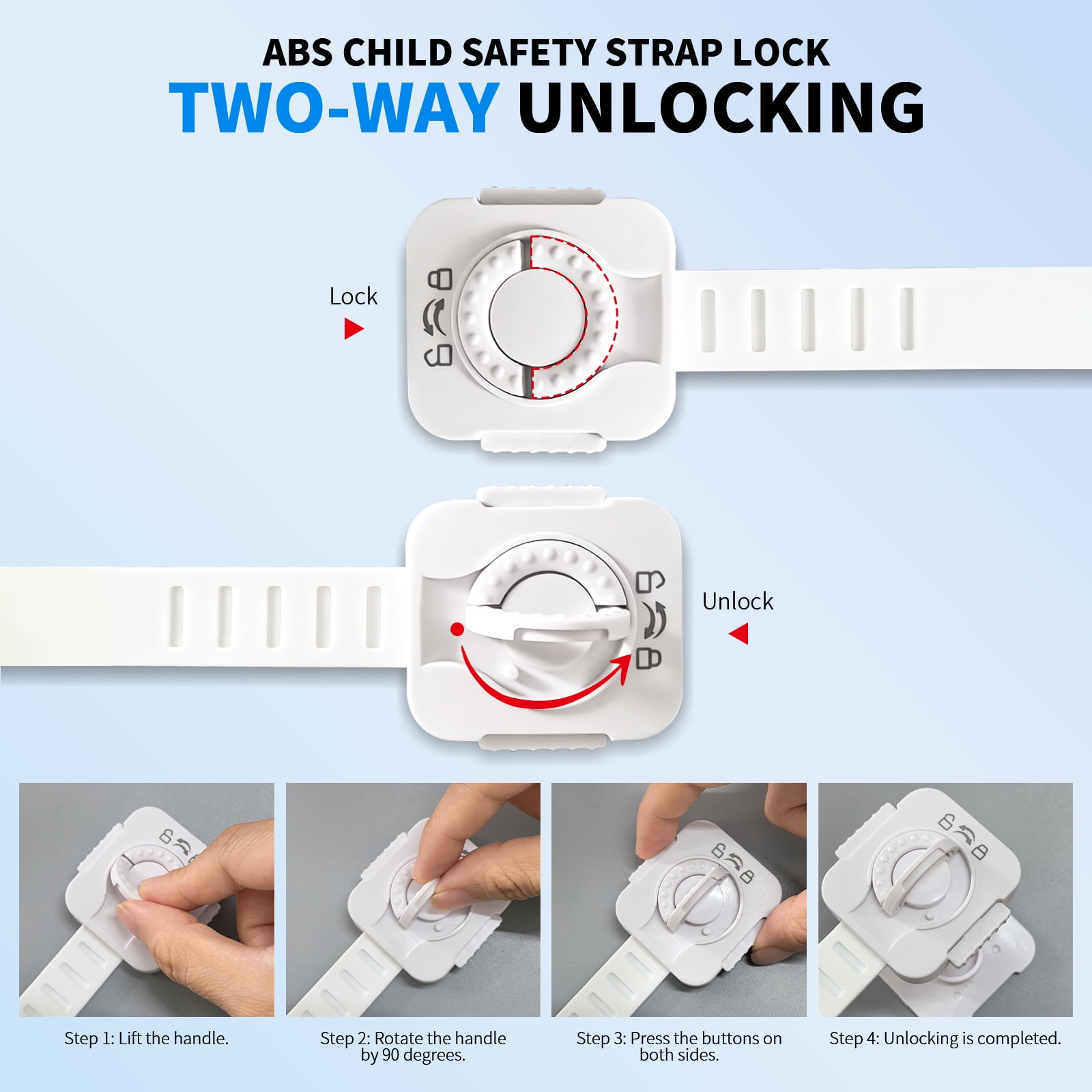 Baby Safety Cabinet Locks Adjustable Strap Latches Child Proof Locks for Fridge Drawers Cupboards Secure Home Childproofing