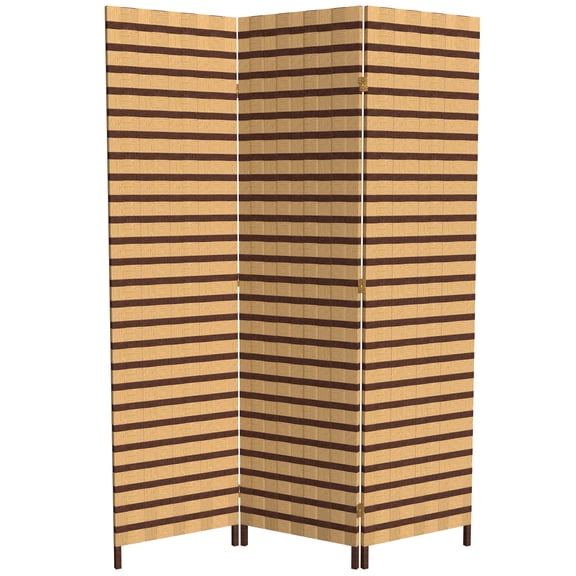 6 ft. Tall Two Tone Natural Fiber Room Divider - 3 Panel