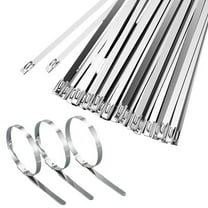 100 Pcs 6in 304 Stainless Steel Vent Wrapped Metal Self-Locking Awning Cable Ties
