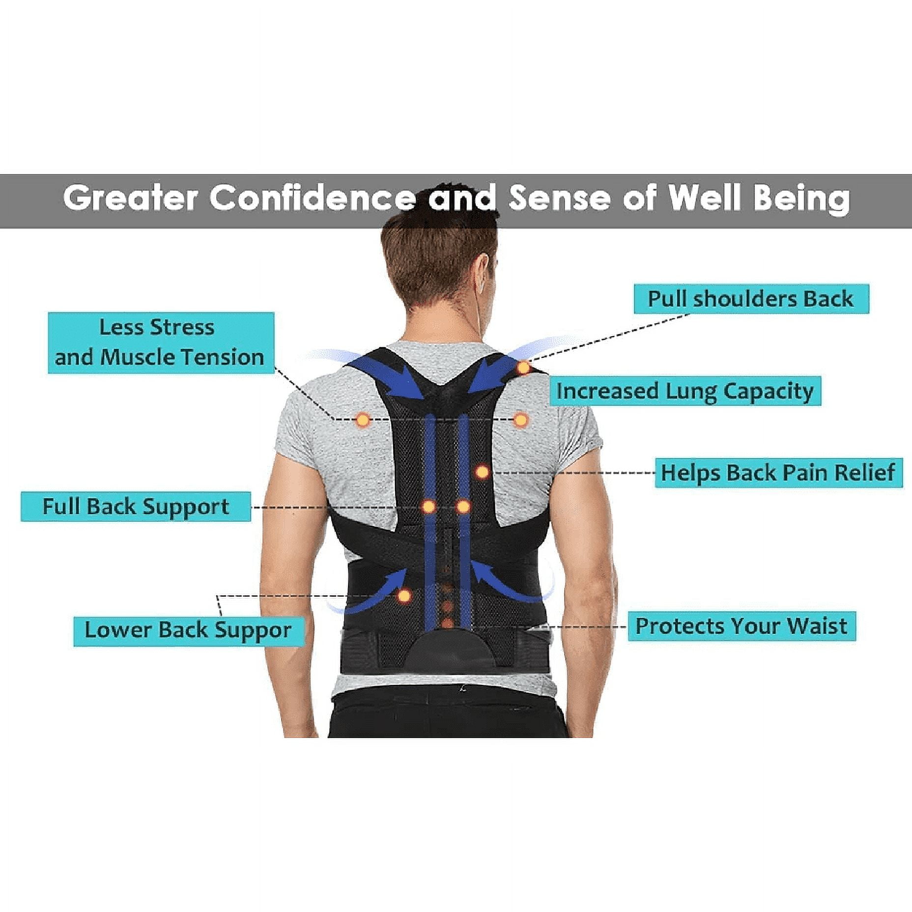 Hfnggwee Posture Corrector Brace for Men & Women - Breathable Lumbar Support Belt to Improve Alignment & Relieve Back, Neck & Shoulder Discomfort A329-409