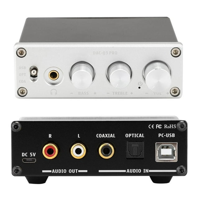 Herwey Audio Decoder USB, AC-Q3 PRO DAC Decoding Audio Decoder with Headphone Amplifier for 3.5MM Headphones