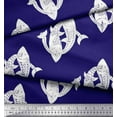 thumbnail image 2 of Soimoi Poly Georgette Fabric Fish Block Print Sewing Fabric Yard 52 Inch Wide, 2 of 3