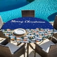 thumbnail image 5 of Navy Blue Christmas Round Tablecloth 55-60 Inch Round Fitted Table Cloth with Elastic Edge, Farmhouse Xmas Snowflake Waterproof Table Cover Protector for Outdoor Picnic Party Dining, 5 of 6