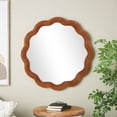 thumbnail image 2 of DecMode 31" x 31" Brown Handmade Wavy Wall Mirror with Dimensional Carved Frame, 2 of 9