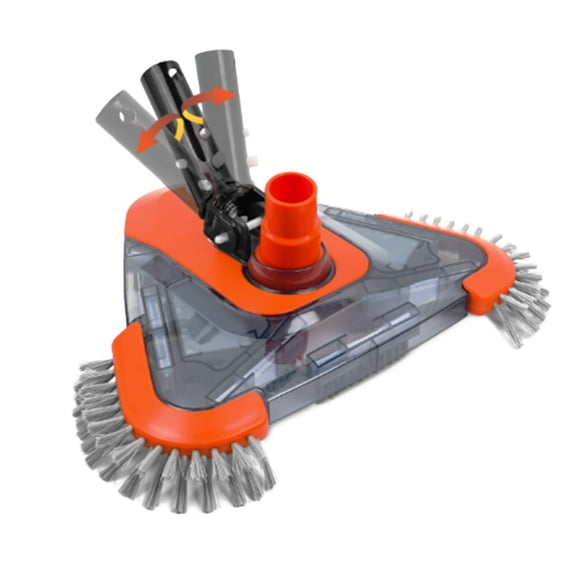 TidyMister Pool Vacuum Head with Side Brush,Universal Steering Handle & Universal Rotatable Hose Adapter,Swimming Weighted Pool B