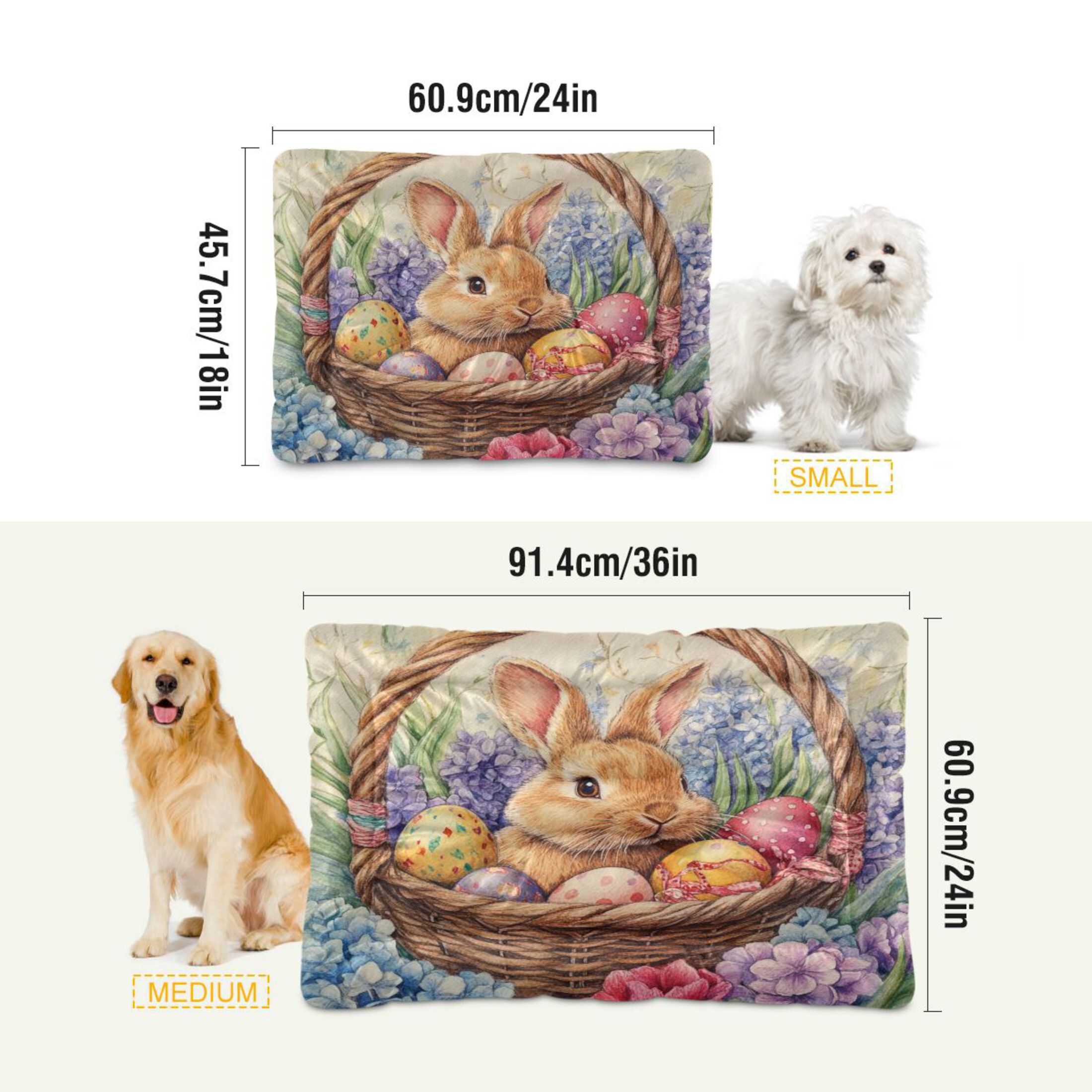 Qxltty Easter Bunny Ped Pad Wear-resistant and Hard to Bite Through Sleeping Pad for Small Medium Large Dogs Winter Pet Bed 36×24in