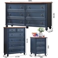 thumbnail image 2 of Joaxswe Farmhouse Dresser and Nightstand with Charging Station, Adult 6 Drawer Dresser for Bedroom, 4 Piece Bedroom Dresser Set for Living Room, Blue, 2 of 9