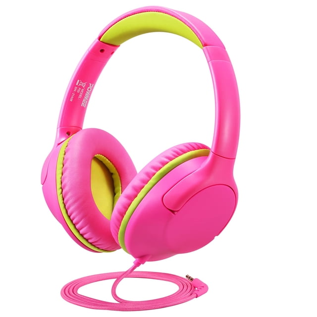Auriculares POWMEE Kids Over-Ear 94 dB, volumen limitado, color rosa rojo