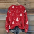 thumbnail image 5 of Long Sleeve Pullover Sweaters For Women O Neck Casual Cute Printing Knit Oversized Sweater for Fall and Winter, Christmas Snowflake Print, Cozy and Festive, Christmas Sweaters for Women ,Red,S, 5 of 6