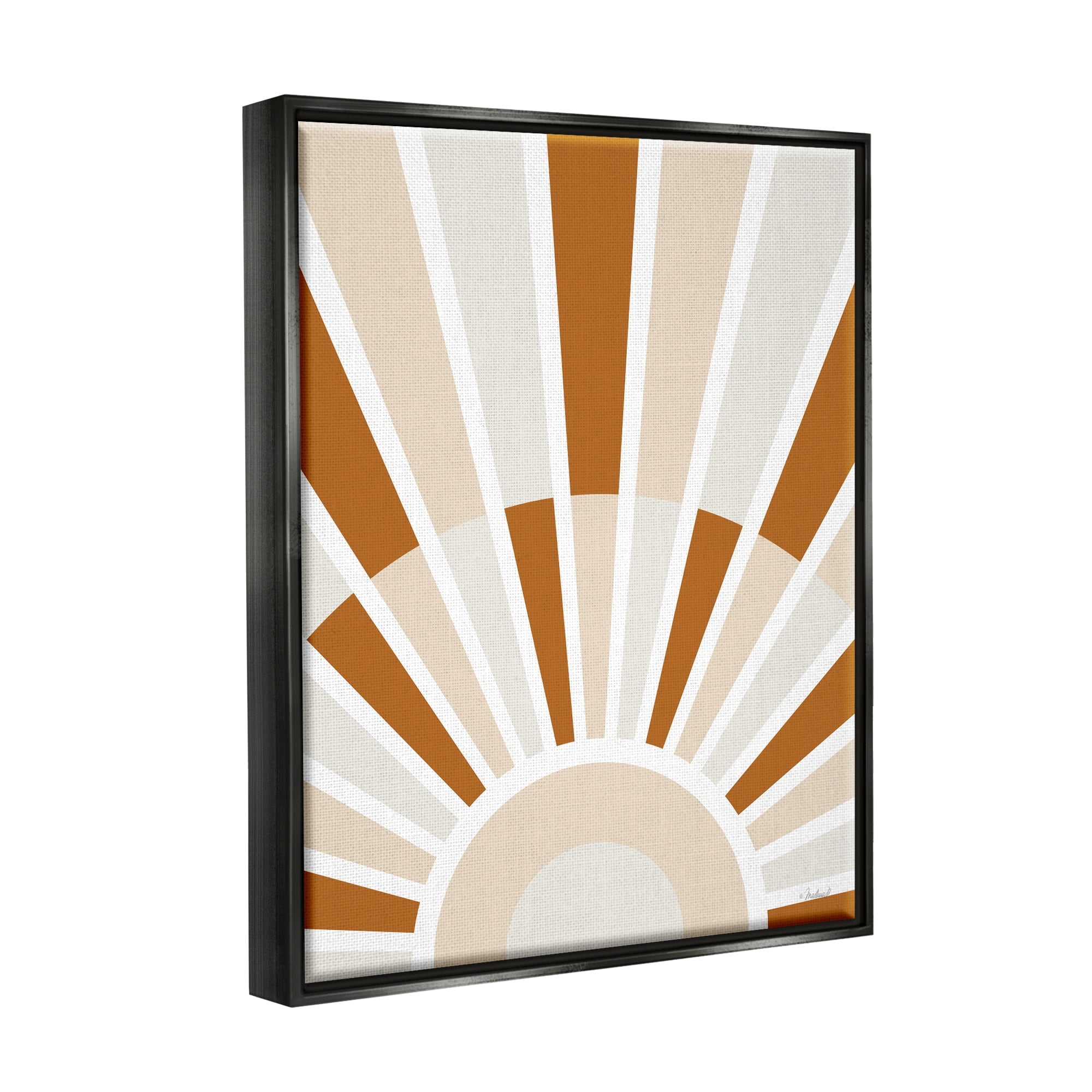 Stupell Industries Abstract Sun on Horizon Alternating Stripes Earth Tones Graphic Art Jet Black Floating Framed Canvas Print Wall Art, Design by Martina Pavlova