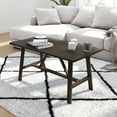 thumbnail image 3 of Merrick Lane Farmhouse Trestle Coffee Table, Solid Wood Rustic Accent Table in Dark Gray, 3 of 11