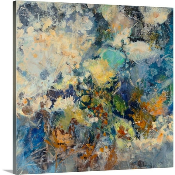 Great Big Canvas "Russian Floral" by Jodi Maas Navy Blue Muted Blue contemporary Wrapped Canvas Print Wall Artwork