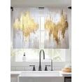 thumbnail image 4 of Sheer Curtains 45 Inches Long, Gold Grey Light Filtering Window Curtains for Living Room, Abstract Contemporary Square Graffiti Smear Art Rod Pocket Voile Sheer Curtain Drapes, 52"W x 45"L, 2 Panels, 4 of 8