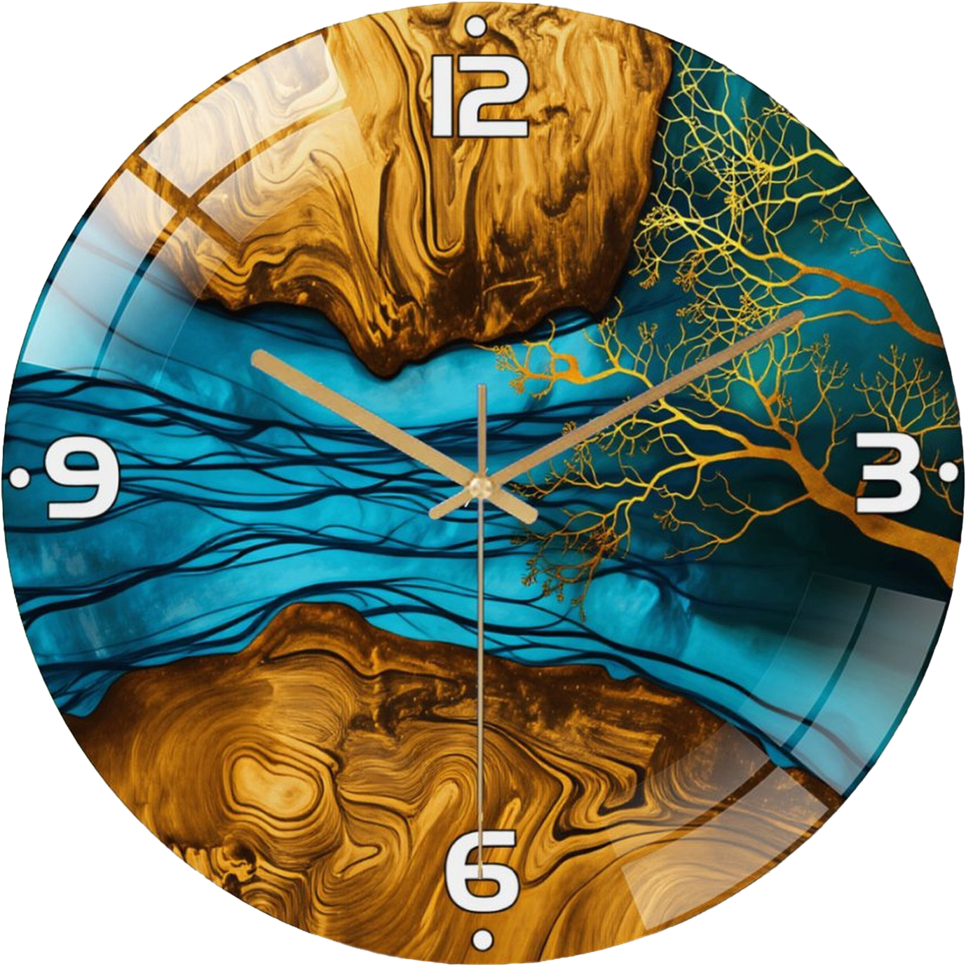 12 Inch Artistic Glass Wall Clock – Modern Abstract River Design Home Decor Closing Gifts Style 12×12inch(30×30cm)
