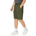 thumbnail image 7 of YOIAVAIOY Bermuda Shorts for Men Knee Length Casual Summer Mid Rise Cargo Shorts Pockets Elastic Waist 11 Inch Inseam Shorts Army Green 5-6 Years, 7 of 7