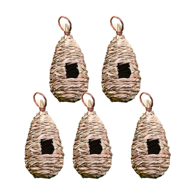 5 Piezas De Pájaro De Paja Tejido Natural, Juguete De Columpio De Pájaro Para Gris affricano Guacamayo Cola Nido de pájaro de paja tejido a mano