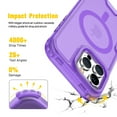 thumbnail image 3 of Dteck Magnetic Case for iPhone 16 Pro Max, Compatible with MagSafe, Military Grade Drop Protection Slim Translucent Matte Shockproof with Anti-Fingerprint Phone Case,Purple, 3 of 6
