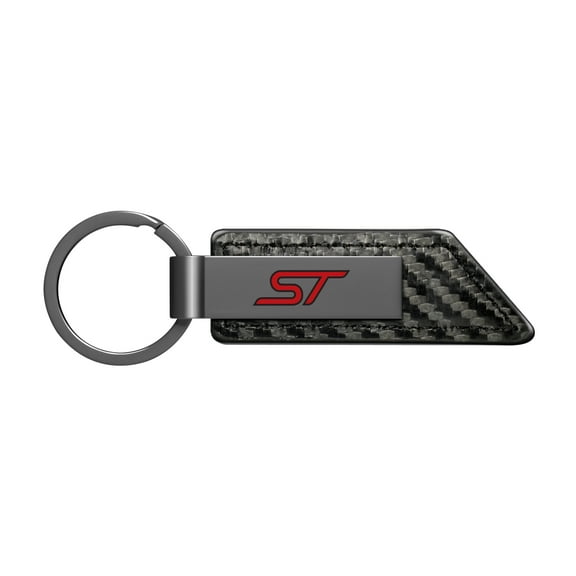 Ford Focus ST Black PU Leather Carbon Fiber Texture Strap Black Metal Bar LED Printed Logo Key Chain