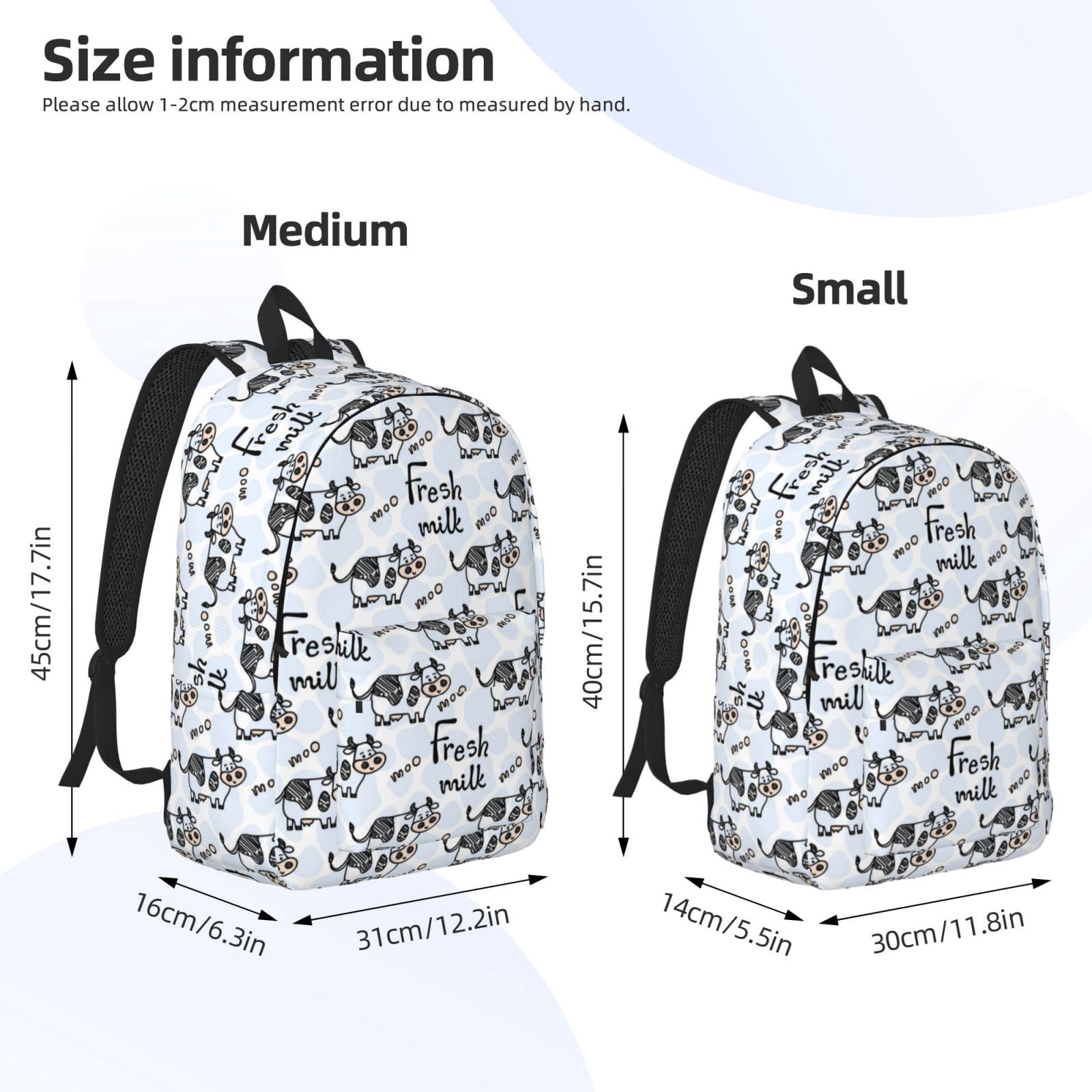 Ratiio Cow With Fresh Milk Print Canvas Backpack for Women & Men Retro Aesthetic Rucksack Basic Backpack for High School/College Students Travel Laptop Bag