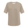thumbnail image 4 of MIXUE Womens Summer Tops Summer Solid Color V Neck Short Sleeve Fashion Loose Casual Tshirts Outwear,Brown,L, 4 of 4