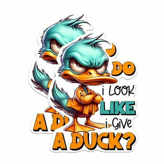 (2 Pack) Do I Look Like I Give A Duck Stickers - Funny Sarcastic Sarcasm Animal Sticker - 5 Inches On Longest Side - Premium Vinyl - for Cars, Trucks, Skateboards, Laptops - Made in USA - BMCS1027