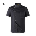 thumbnail image 3 of keepw Black Stylish Chef Coat Button Easy-to-clean Uniform For Professionals Convenient Short Sleeve Chef black l 1Set, 3 of 6