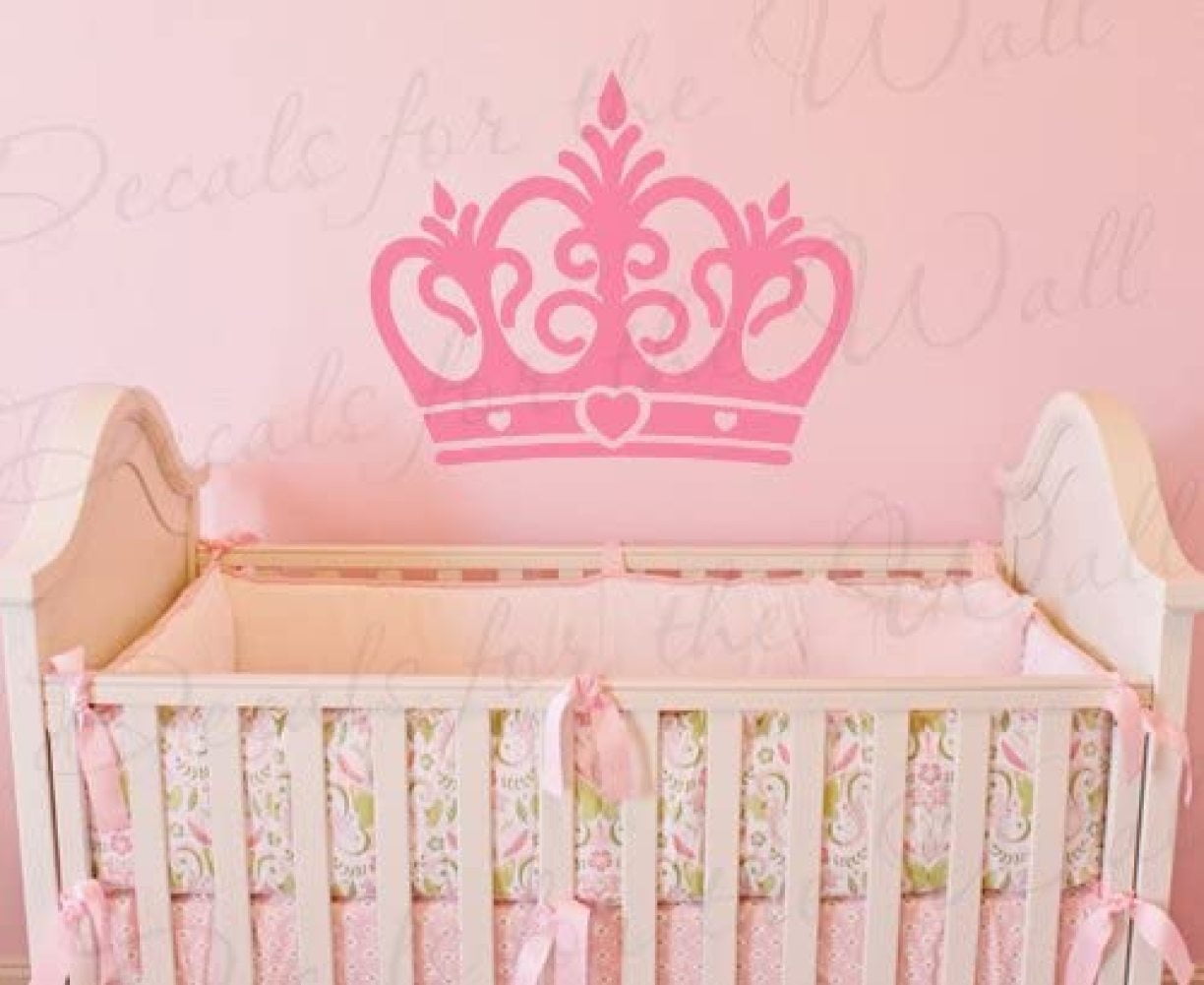 Princess Crown Wall Decal Vinyl Queen Castle Nursery Girl Room Playroom Sticker Art Large