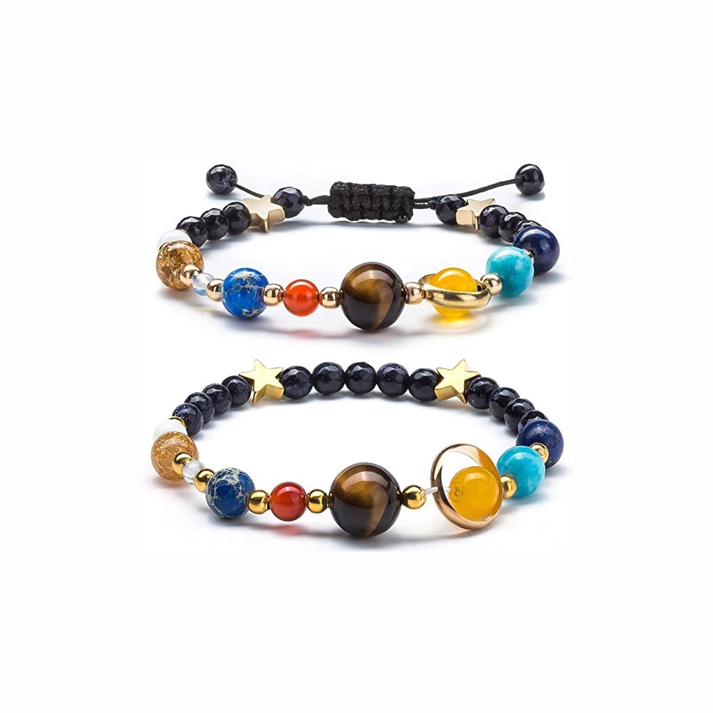 Solar System Bracelet Universe Galaxy The Eight Planets Guardian Star Natural Stone Beads Bracelet Bangle Gifts For Men Women Jewelry