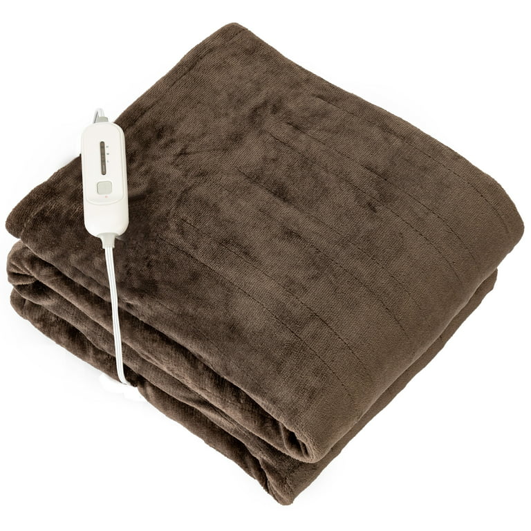 Electric Heated Blanket Throw, 50 x 60 Super Cozy Soft Flannel Heated  Throw with 3 Fast Heating Levels & 4 Hours Auto Off, ETL&FCC Certification, Machine  Washable, Home Office Use, Brown 