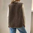 thumbnail image 6 of Ecqkame Women's Fuzzy Vest Sleeveless Button Down Loose Round Neck Casual Velvet Warm Fall Winter Outerwear with Pockets Brown M, 6 of 6