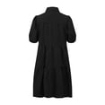 thumbnail image 5 of Ayolanni Babydoll Dresses for Women 2026 Solid Ruffle Short Puff Sleeve Collared Midi Shirt Dress Casual Holiday Beach Sundress Black L, 5 of 6