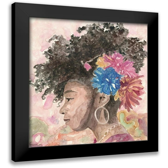 Stellar Design Studio 12x12 Black Modern Framed Museum Art Print Titled - Floral Crown 2