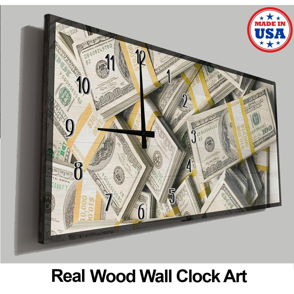 Money Wall Clock Stacks Of 100 Dollar Bills Wall Clock Art Walmart