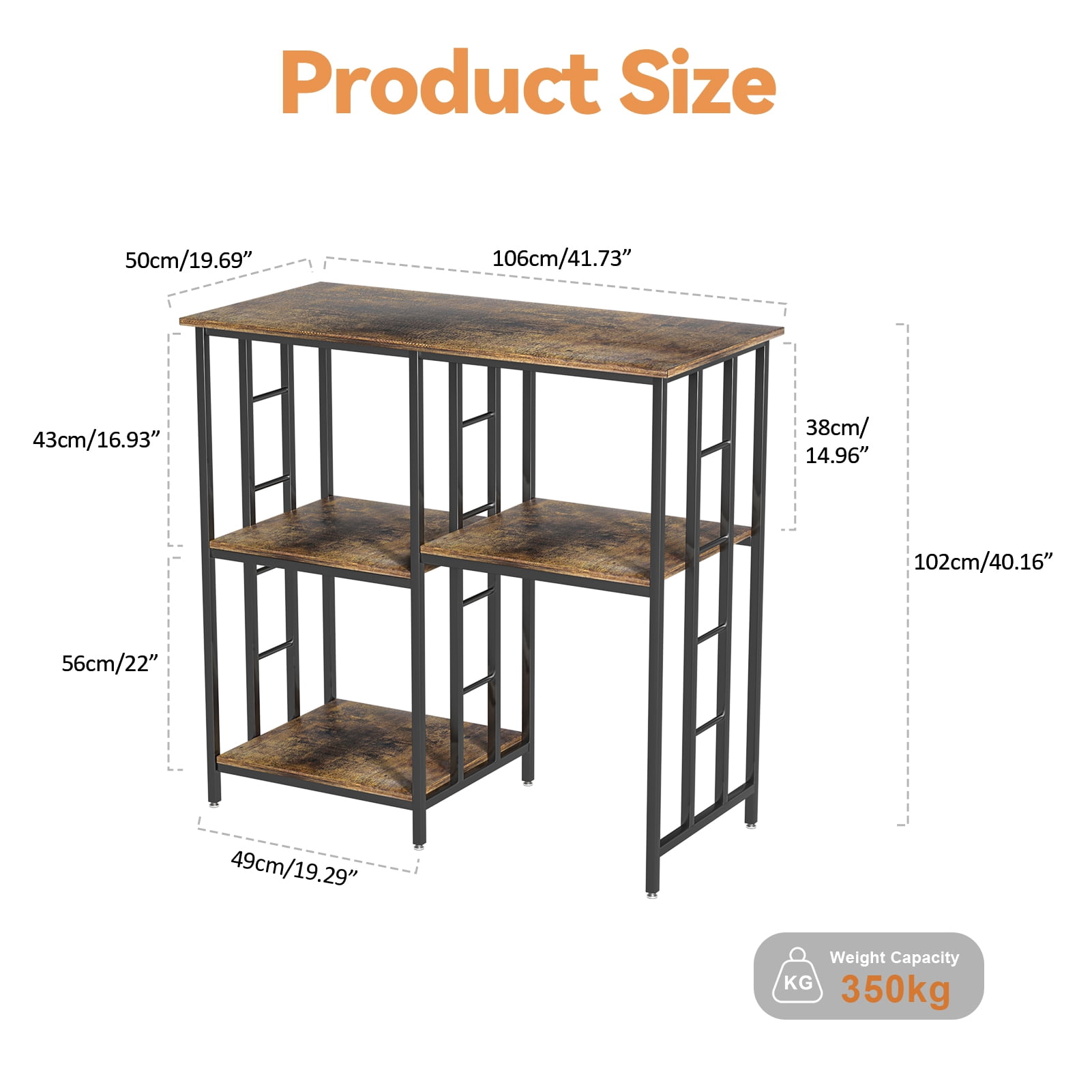 Sioweci 4-Tier Baker's Rack with Adjustable Shelves, Heavy Duty Kitchen Storage Rack, Microwave Oven Stand & Mini Fridge Stand for Living Room Office,Black