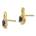 thumbnail image 2 of 14K Yellow Gold Earring Birthstone (09) September Women'S Sapphire Oval Blue Diamond Round 14 mm 5, 2 of 3