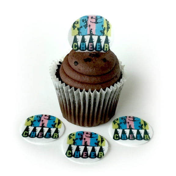 30 Cheerleader Cheer leading Cheer Camp Wafer Paper Toppers 1.5 Inch for Decorating Desserts Cupcakes Birthday Cakes Cookies