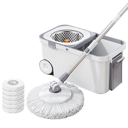 Pohot 360 Spinning Floor Cleaning System with 6 Replacement Refills Extended Handle Household Cleaning Automatic Spin Mop Hand-Free Automatic Dehydration Mop for Household Floor Cleaning