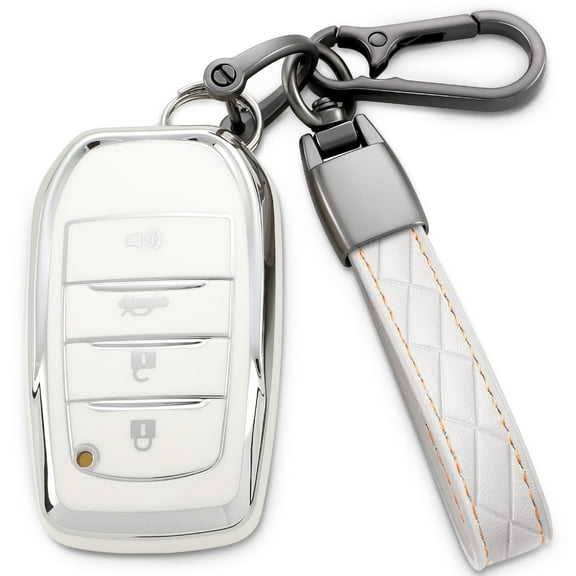 for Toyota Key Fob Cover,Leather Keychain Soft TPU Protection Key Case for 2019-2024 Venza,Grand Highlander,Land Cruiser,RAV4 Prime,Fortuner,Corolla Cross,Hilux Smart Key 4 Buttons