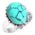 thumbnail image 1 of 925 Sterling Silver Ring For Women - Teens Blue Turquoise Gemstone Silver Ring Size 11.5 December Birthstone Costume Silver Ring Size 11.5 New Year Gift For Sister 925 Silver Gemstone Jewelry, 1 of 6