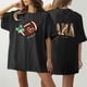 thumbnail image 1 of Puntoco Camiseta informal con estampado de doble cara para mujer, cuello redondo, hombros caídos, manga corta, 1 of 5