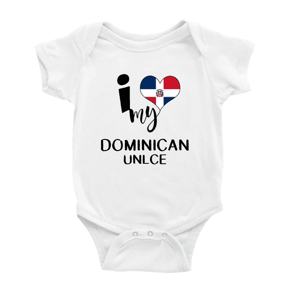 I Heart My Dominican Unlce Love Flag Baby Bodysuit (White, 6-12 Months)