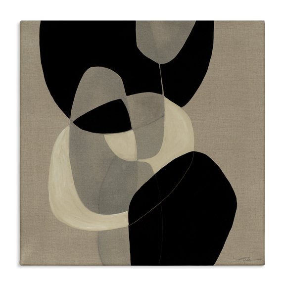 Stupell Industries Mid-Century Neutral Shapes Abstract Brown Black Canvas Art, 17 x 17, by Kippi Leonard